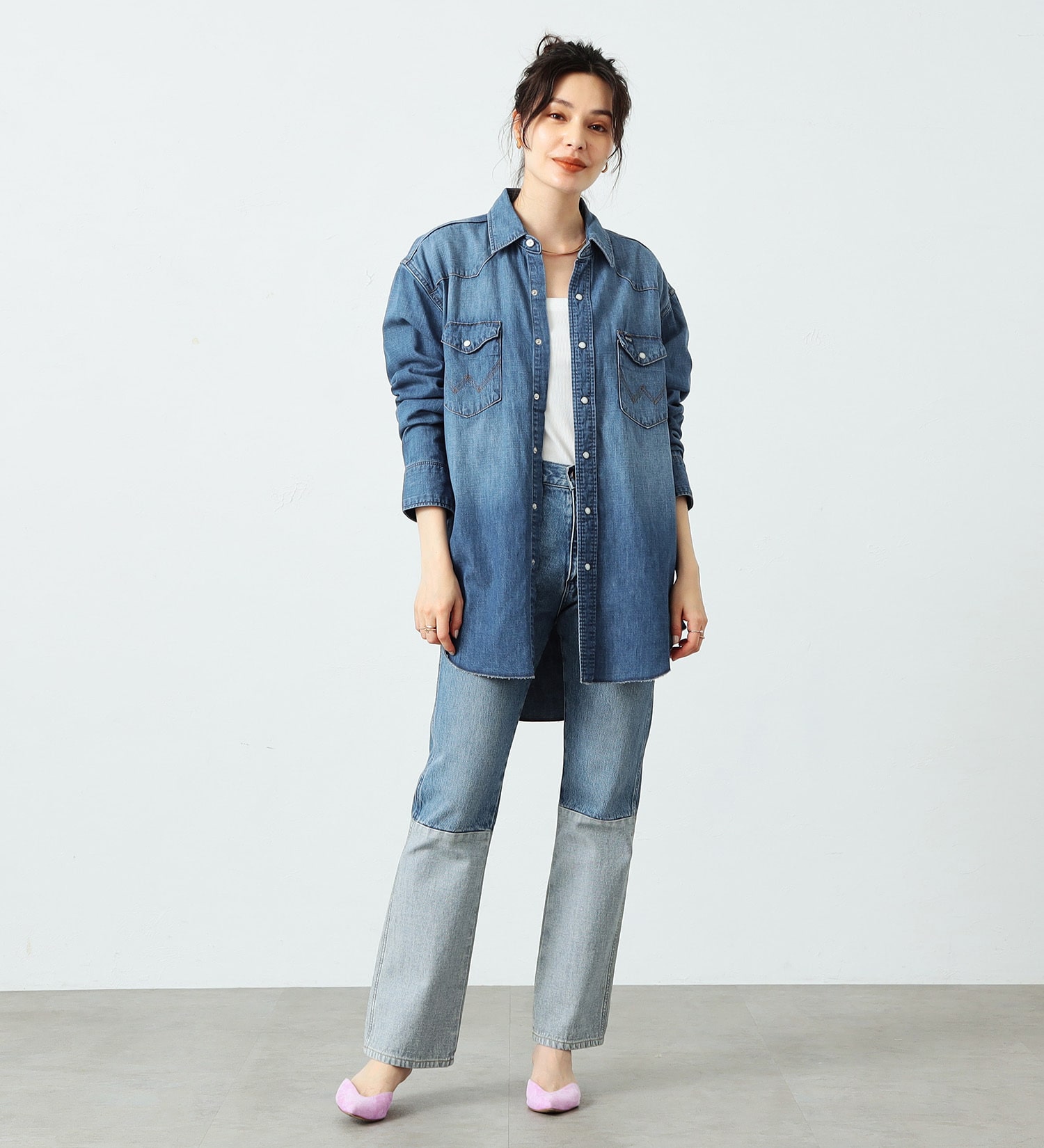 Wrangler(ラングラー)の【OUTER FAIR 10％OFF】【ユニセックス】127MW ウエスタンデニムシャツ|トップス/シャツ/ブラウス/メンズ|中色ブルー