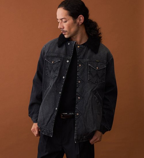 Wrangler(ラングラー)の【ユニセックス】【秋冬】 デニム ボアランチコート|ジャケット/アウター/コート/メンズ|ブラックデニム