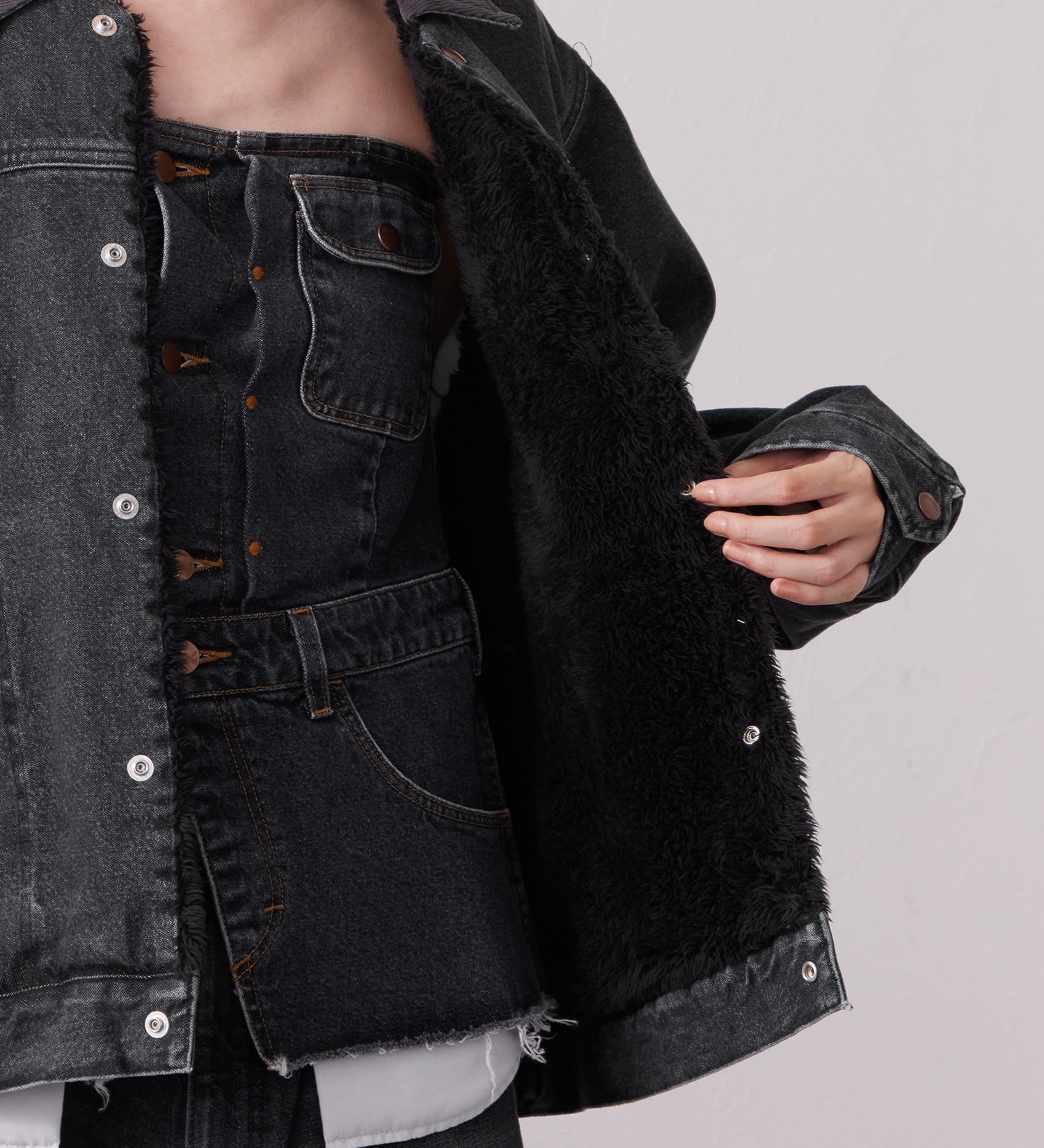 Wrangler(ラングラー)のSHORT BOA JACKET / ショートボアジャケット デニム|ジャケット/アウター/デニムジャケット/メンズ|ブラックデニム