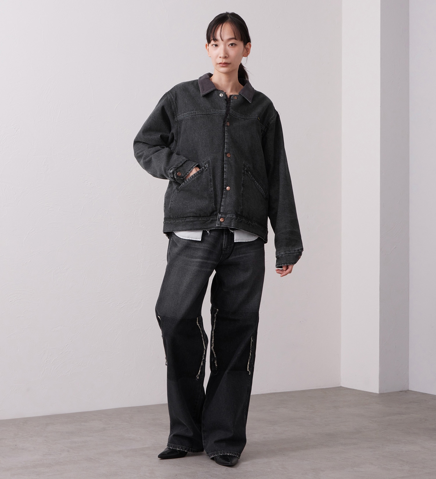 Wrangler(ラングラー)のSHORT BOA JACKET / ショートボアジャケット デニム|ジャケット/アウター/デニムジャケット/メンズ|ブラックデニム