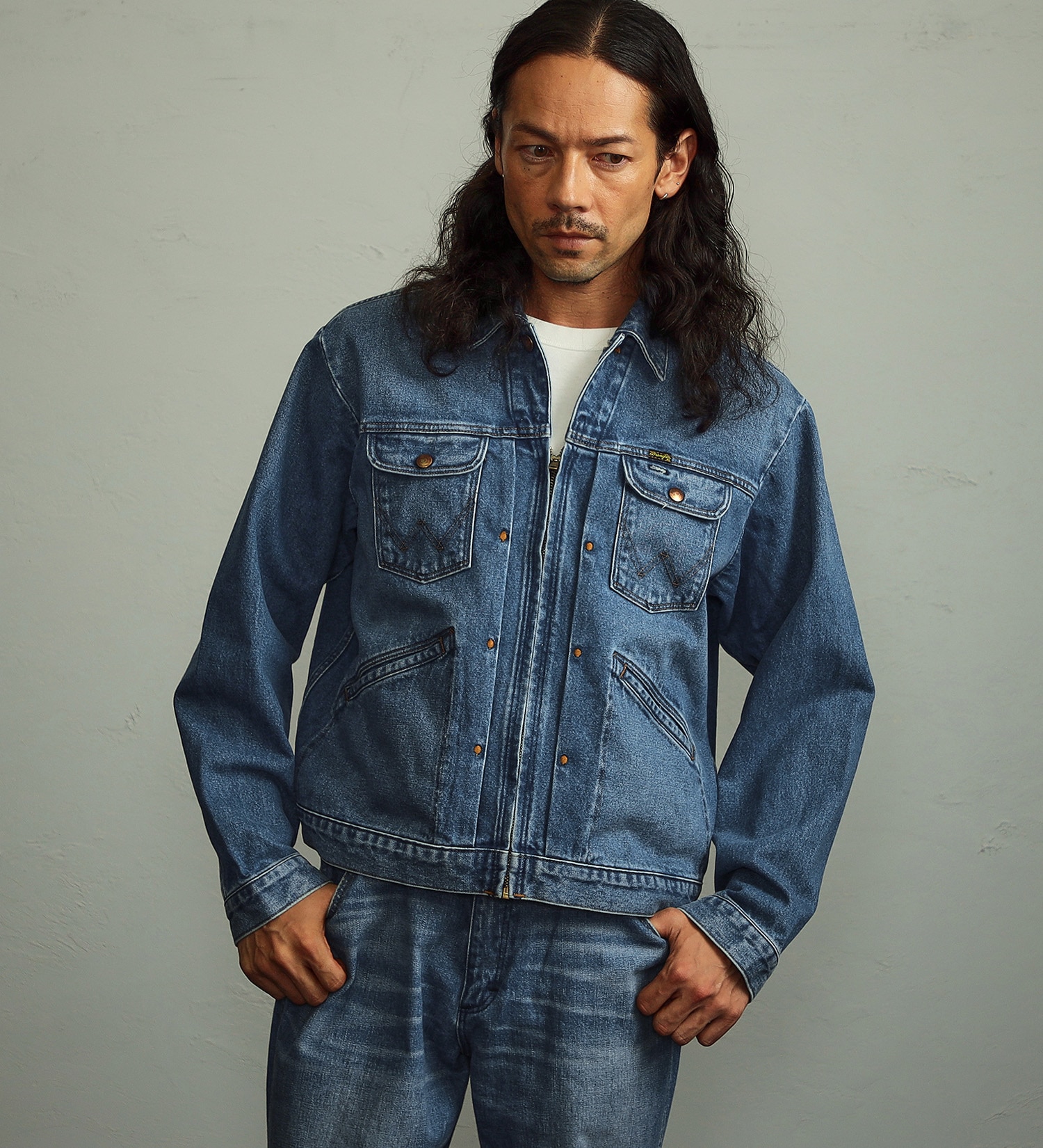 Wrangler(ラングラー)の【試着対象】24MJZ ジップデニムジャケット|ジャケット/アウター/デニムジャケット/メンズ|淡色ブルー