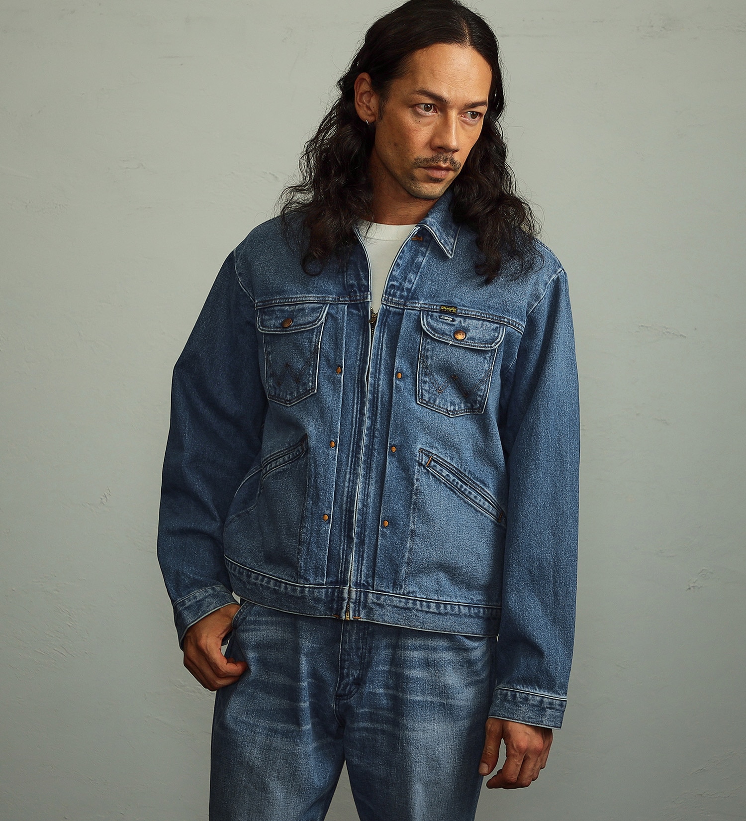 Wrangler(ラングラー)の【試着対象】24MJZ ジップデニムジャケット|ジャケット/アウター/デニムジャケット/メンズ|淡色ブルー