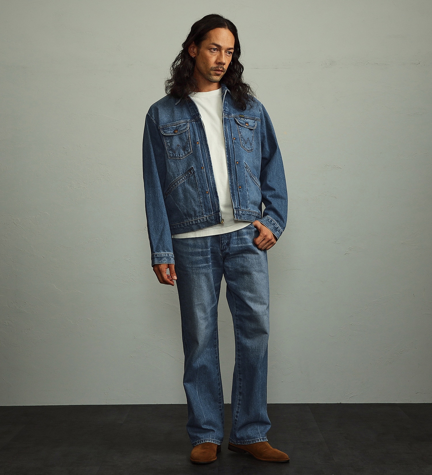 Wrangler(ラングラー)の【試着対象】24MJZ ジップデニムジャケット|ジャケット/アウター/デニムジャケット/メンズ|淡色ブルー