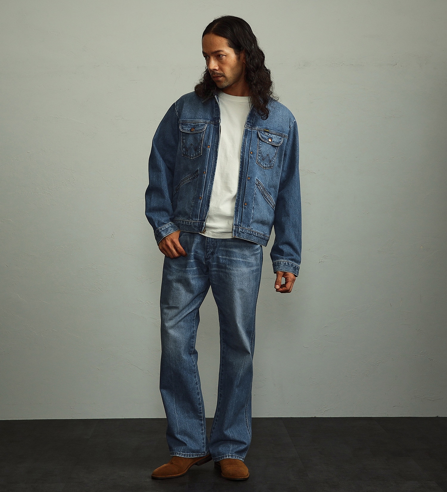 Wrangler(ラングラー)の【試着対象】24MJZ ジップデニムジャケット|ジャケット/アウター/デニムジャケット/メンズ|淡色ブルー