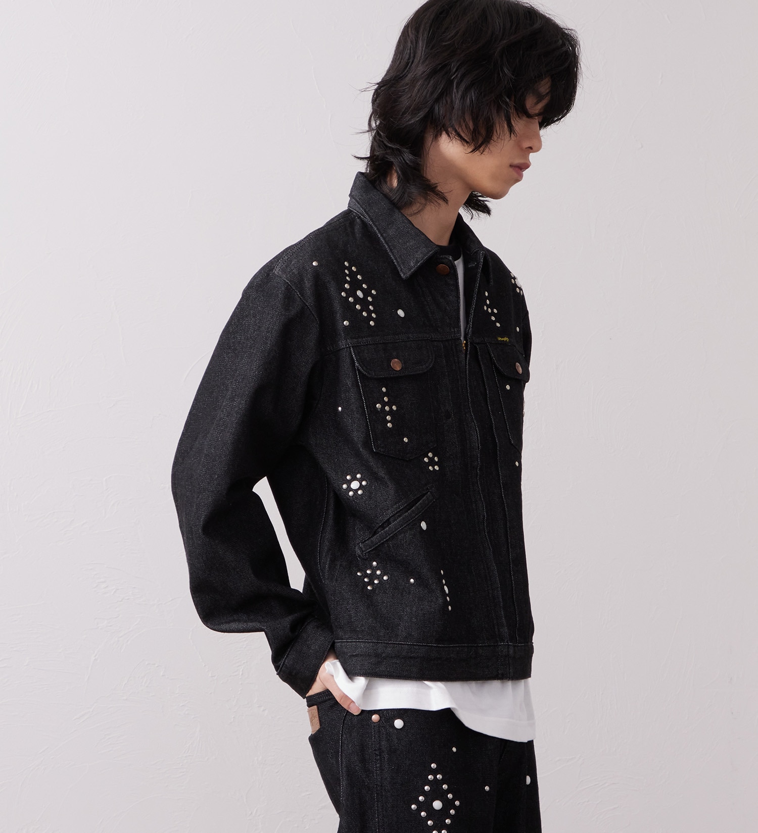 Wrangler(ラングラー)の24MJZ デニムジャケット スタッズ【US ORIGINAL】|ジャケット/アウター/デニムジャケット/メンズ|ブラックデニム