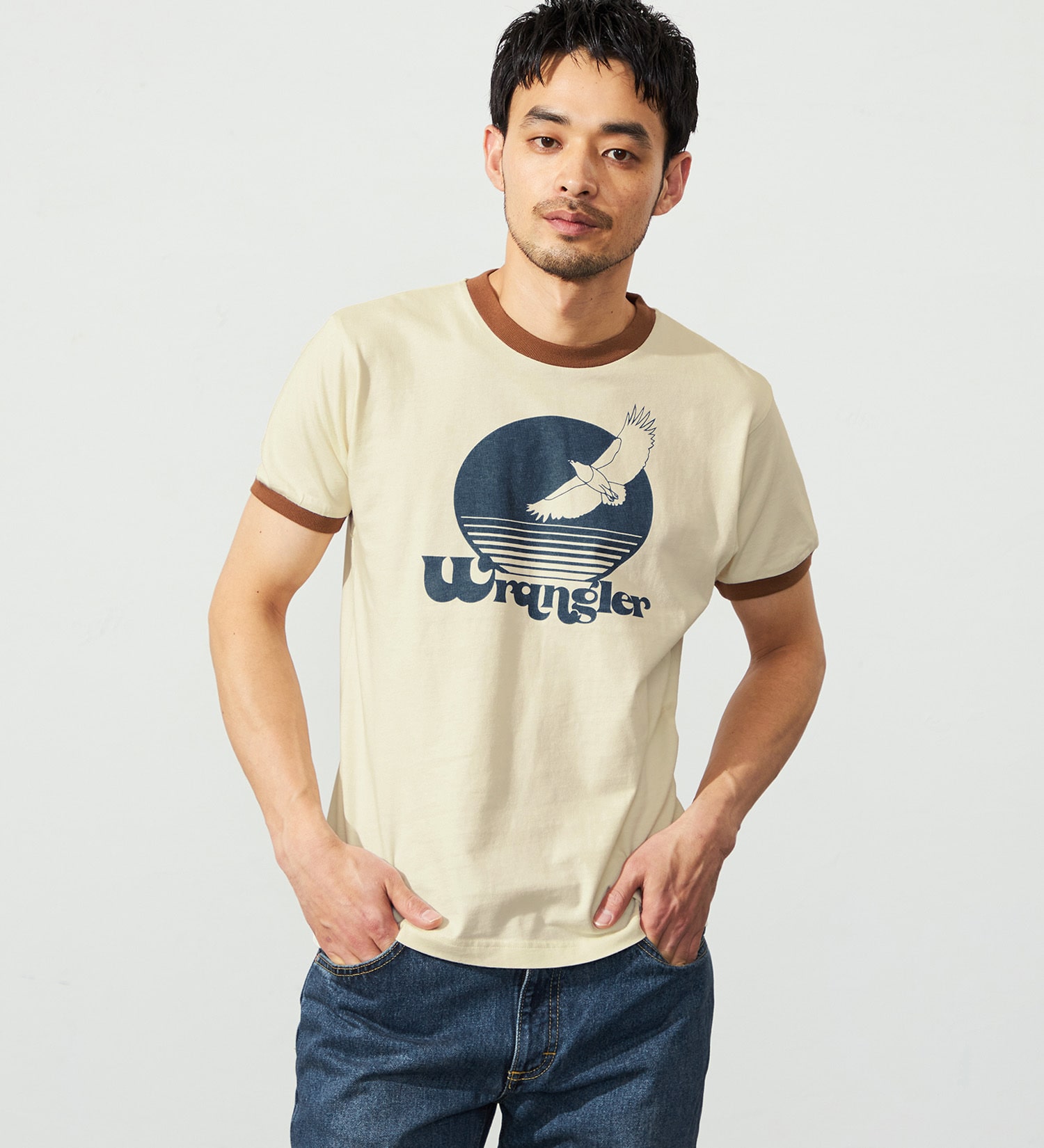 Wrangler(ラングラー)のリンガーTシャツ|トップス/Tシャツ/カットソー/メンズ|ホワイト