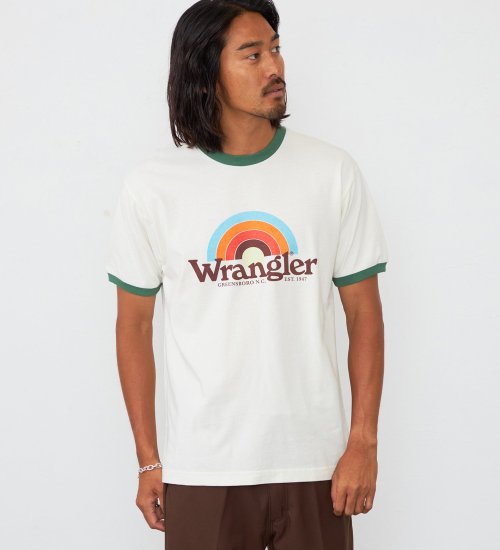 Wrangler(ラングラー)のレインボーロゴ WRINGER Tシャツ|トップス/Tシャツ/カットソー/メンズ|グリーン