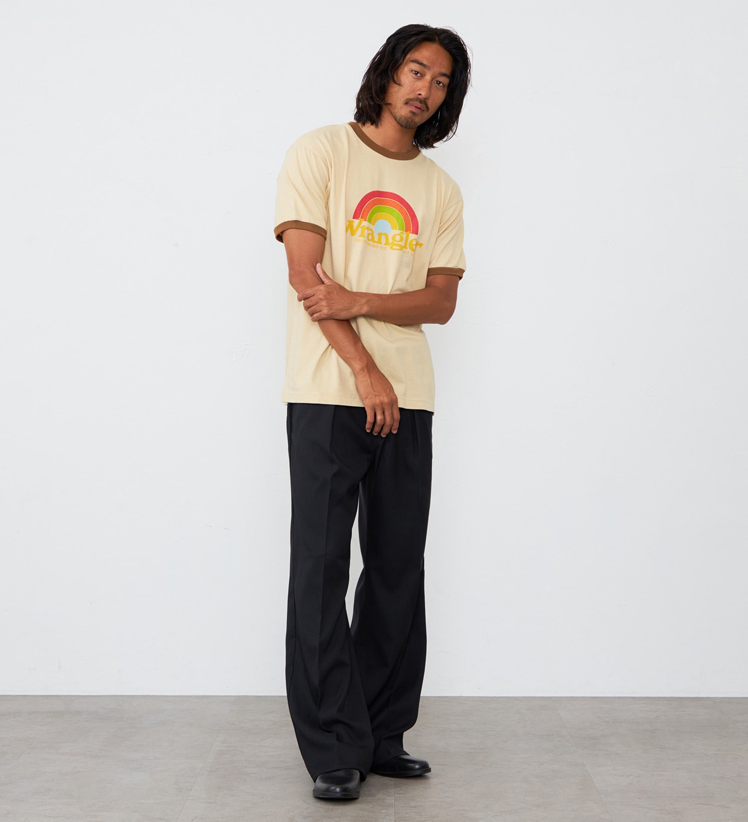 Wrangler(ラングラー)のレインボーロゴ WRINGER Tシャツ|トップス/Tシャツ/カットソー/メンズ|ブラウン