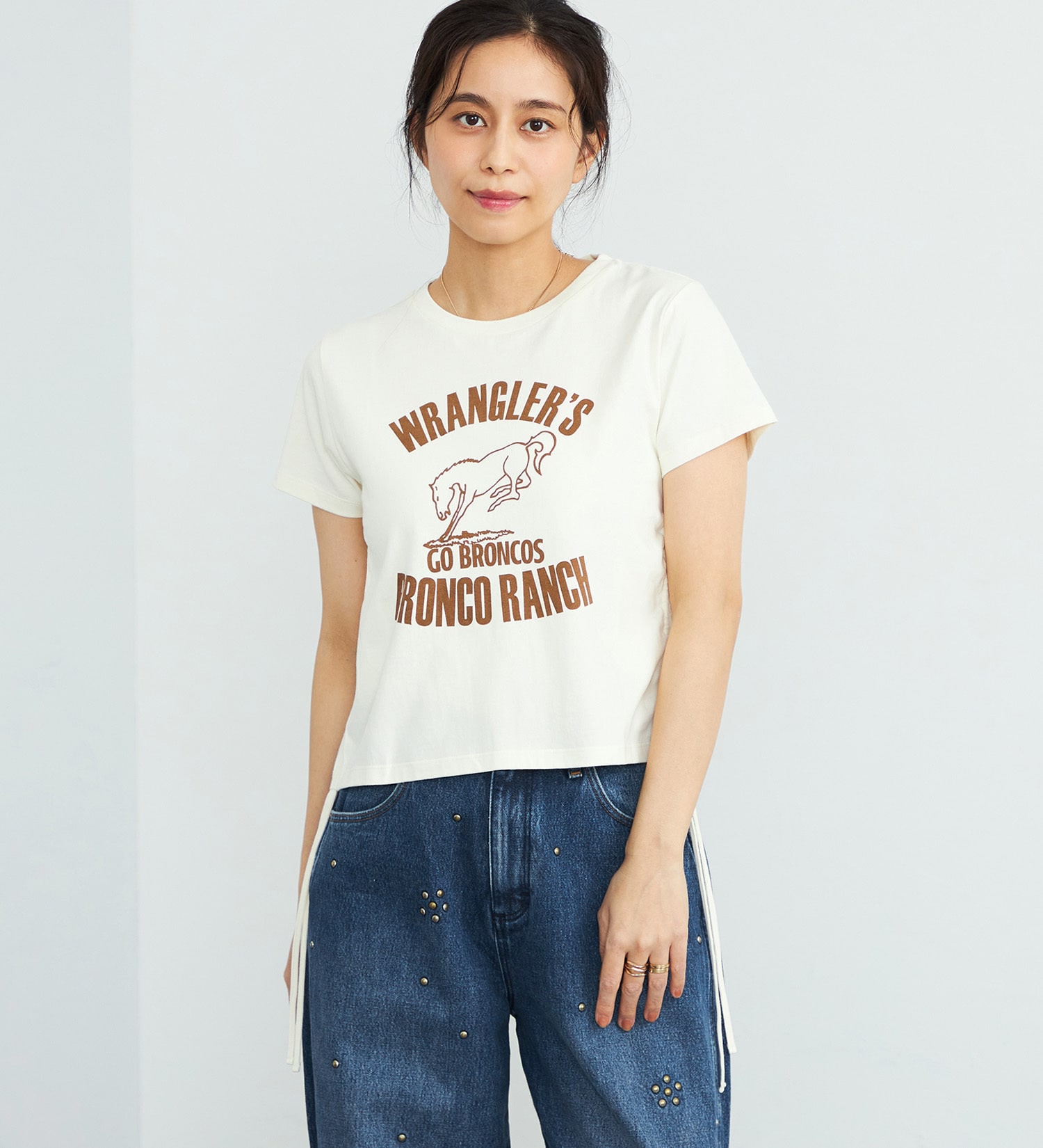 Wrangler(ラングラー)のチビTシャツ サイドシャーリング|トップス/Tシャツ/カットソー/レディース|ホワイト