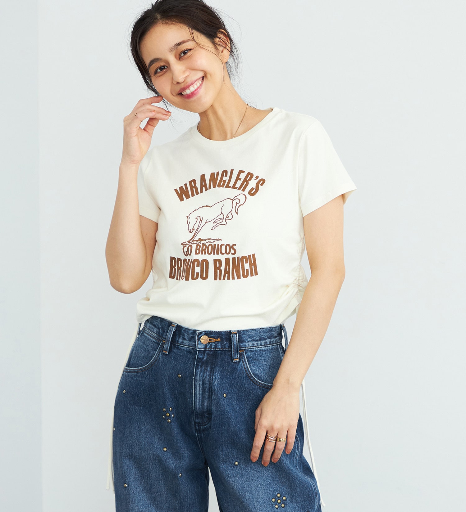 Wrangler(ラングラー)のチビTシャツ サイドシャーリング|トップス/Tシャツ/カットソー/レディース|ホワイト