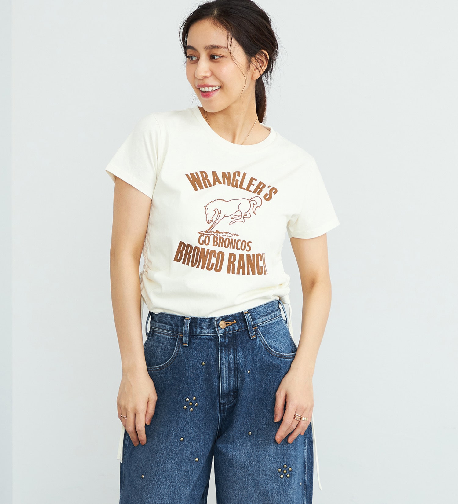 Wrangler(ラングラー)のチビTシャツ サイドシャーリング|トップス/Tシャツ/カットソー/レディース|ホワイト