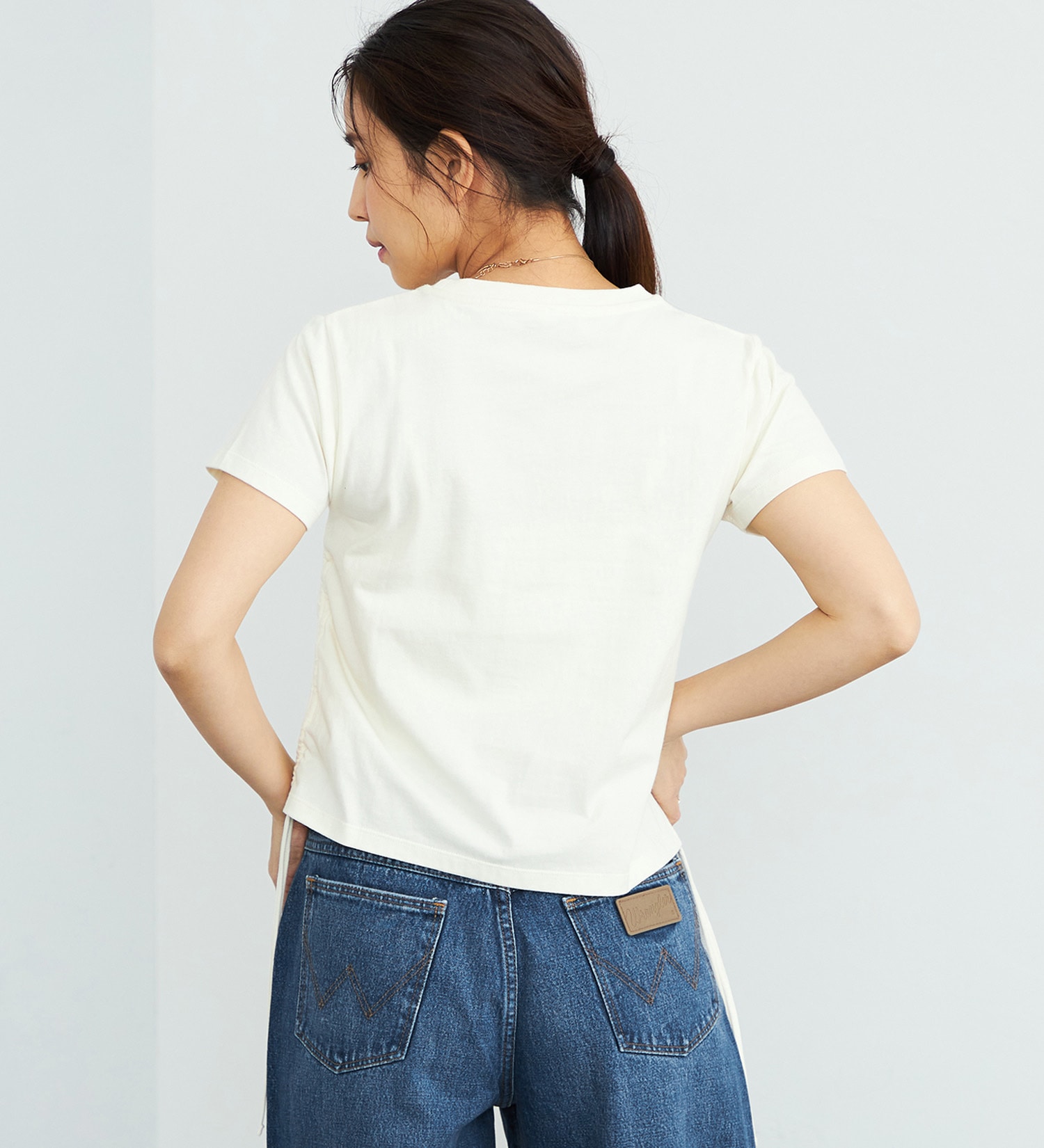 Wrangler(ラングラー)のチビTシャツ サイドシャーリング|トップス/Tシャツ/カットソー/レディース|ホワイト