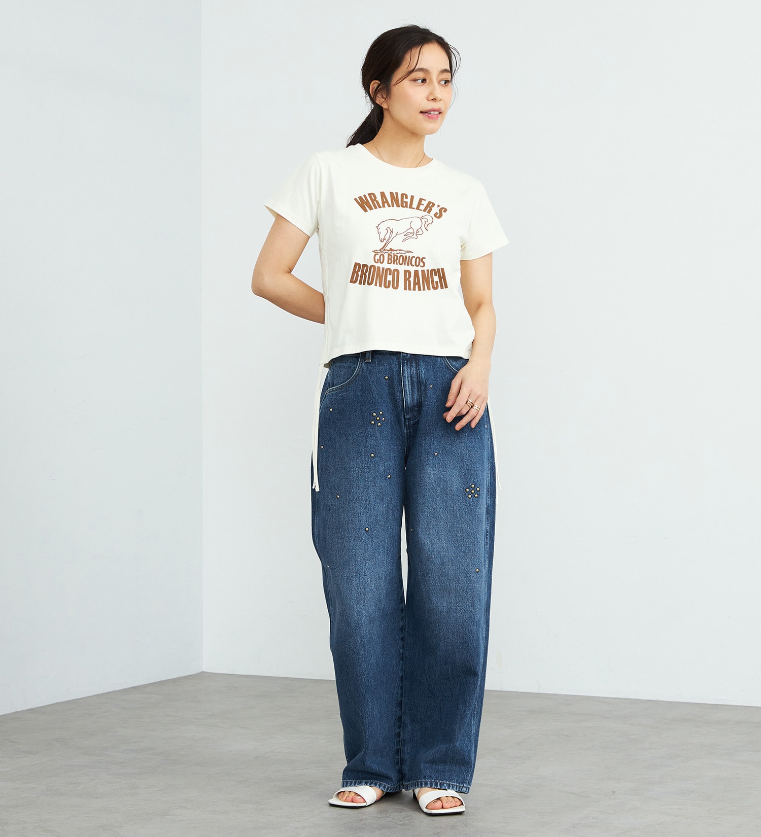 Wrangler(ラングラー)のチビTシャツ サイドシャーリング|トップス/Tシャツ/カットソー/レディース|ホワイト