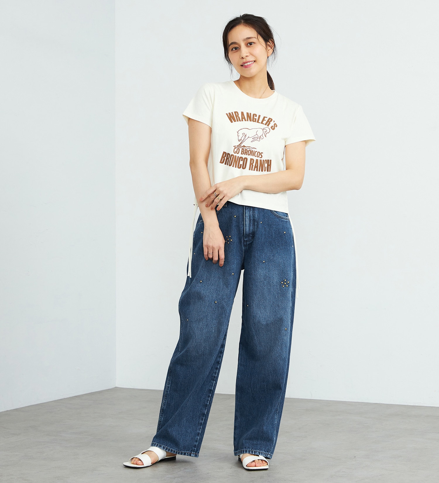 Wrangler(ラングラー)のチビTシャツ サイドシャーリング|トップス/Tシャツ/カットソー/レディース|ホワイト