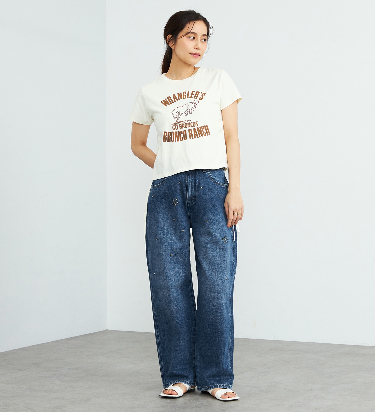 Wrangler(ラングラー)のチビTシャツ サイドシャーリング|トップス/Tシャツ/カットソー/レディース|ホワイト