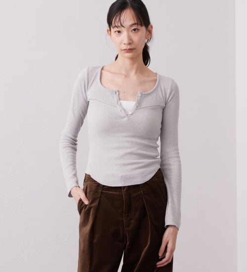 WAFFLE HENRY NECK TEE/ワッフルヘンリーネック長袖Tシャツ