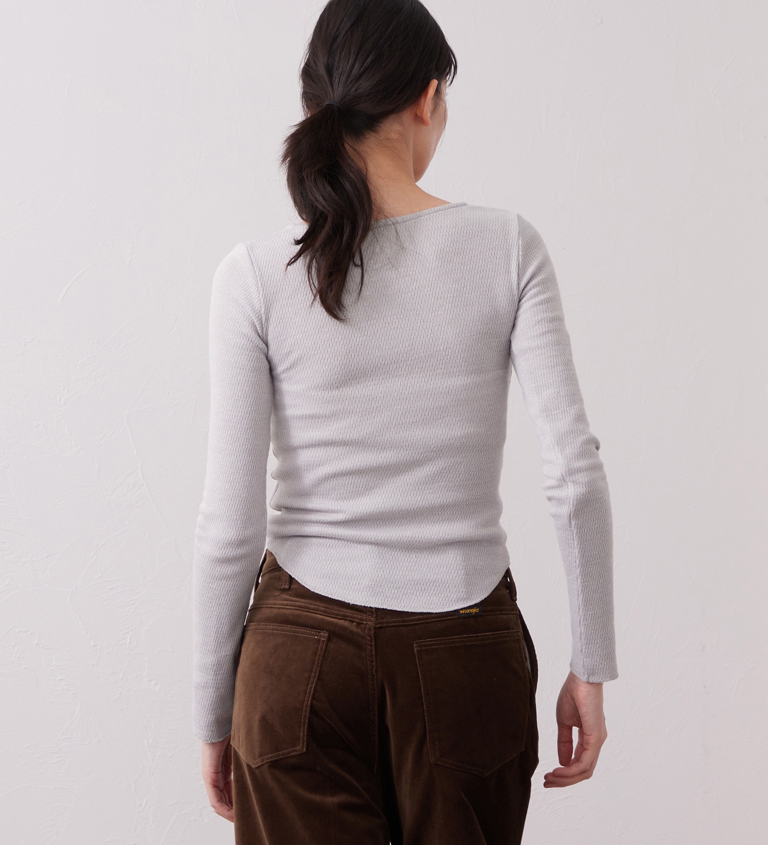 Wrangler(ラングラー)のWAFFLE HENRY NECK TEE/ワッフルヘンリーネック長袖Tシャツ|トップス/Tシャツ/カットソー/レディース|グレー