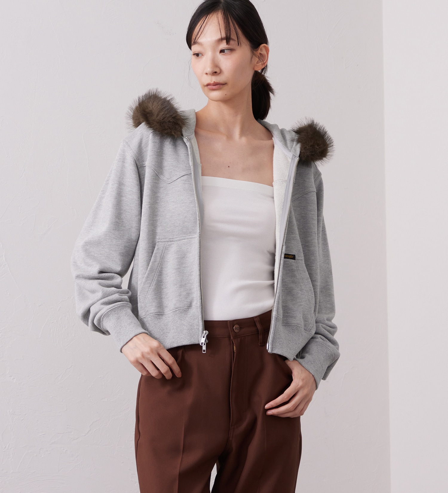Wrangler(ラングラー)のFUR HOODIE/ファーフーディー|トップス/パーカー/レディース|グレー