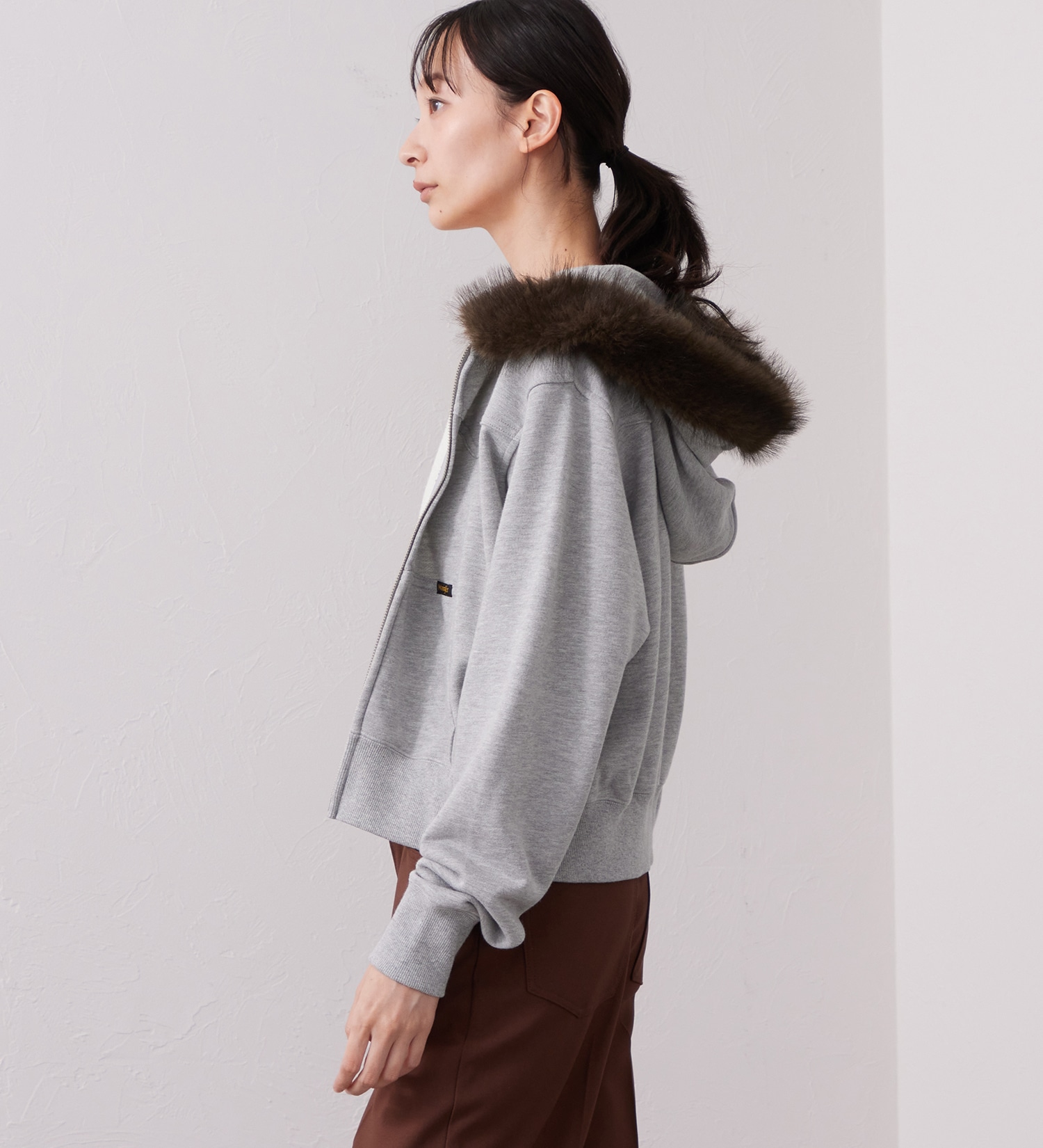 Wrangler(ラングラー)のFUR HOODIE/ファーフーディー|トップス/パーカー/レディース|グレー