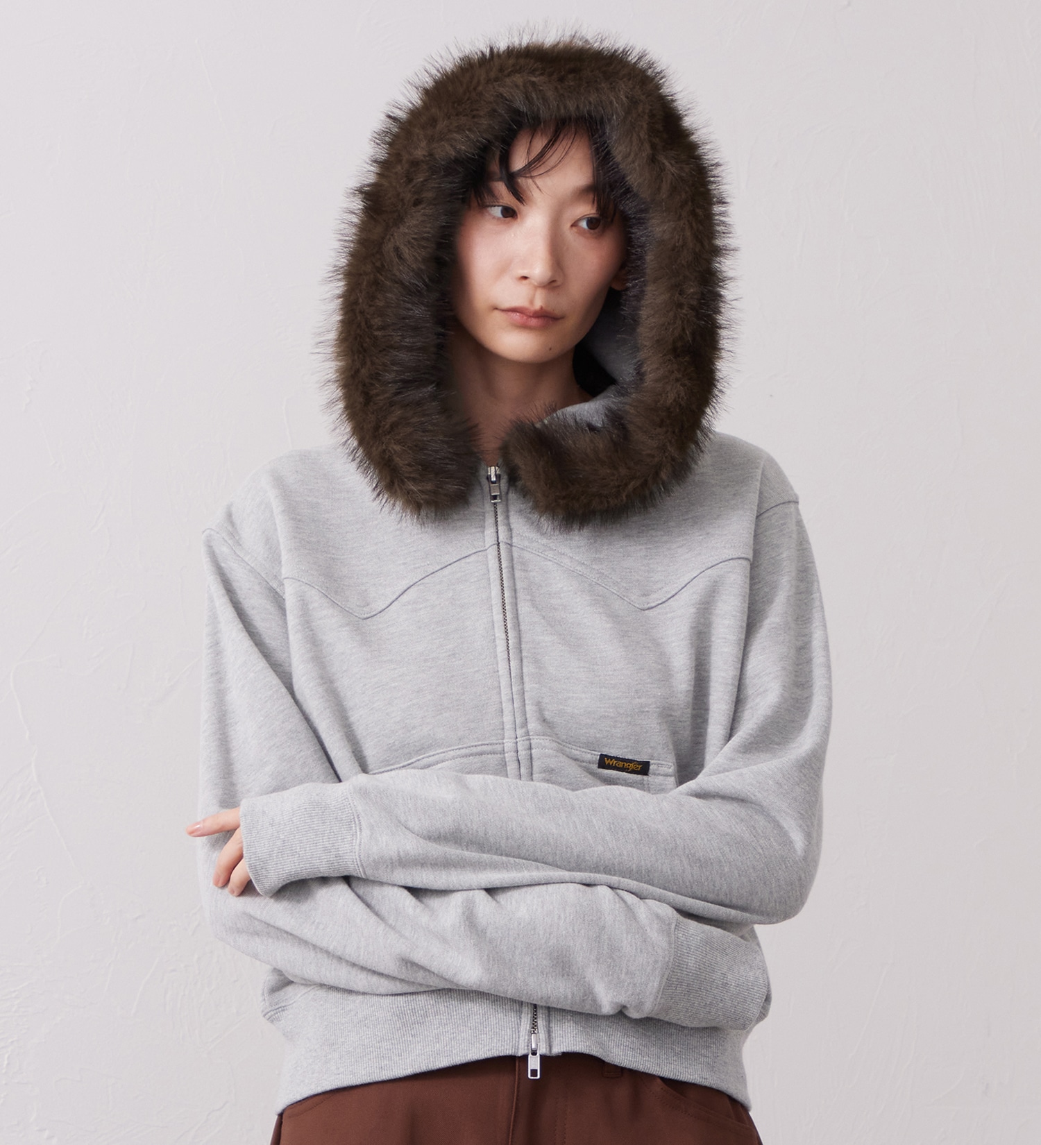 Wrangler(ラングラー)のFUR HOODIE/ファーフーディー|トップス/パーカー/レディース|グレー