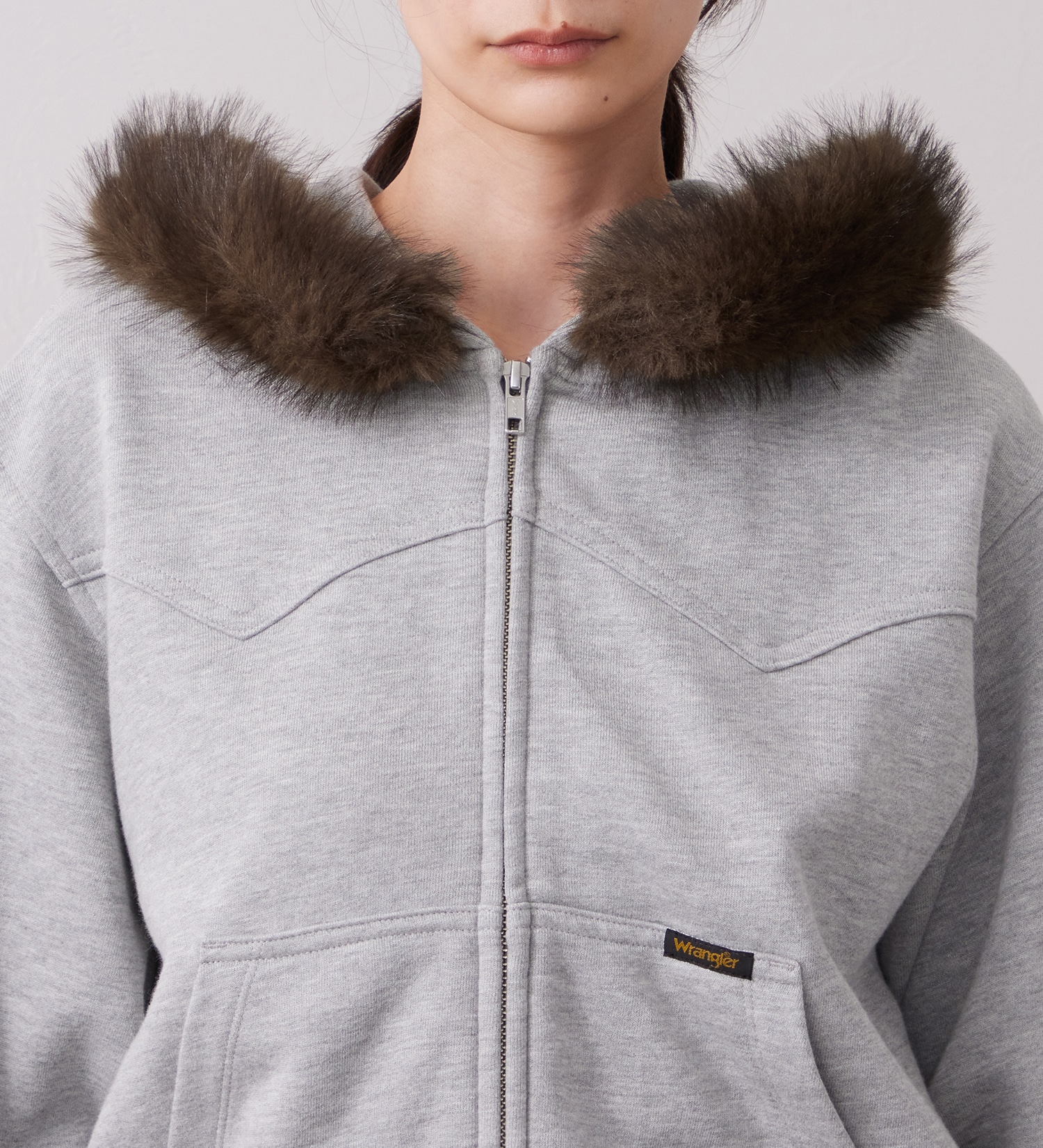 Wrangler(ラングラー)のFUR HOODIE/ファーフーディー|トップス/パーカー/レディース|グレー