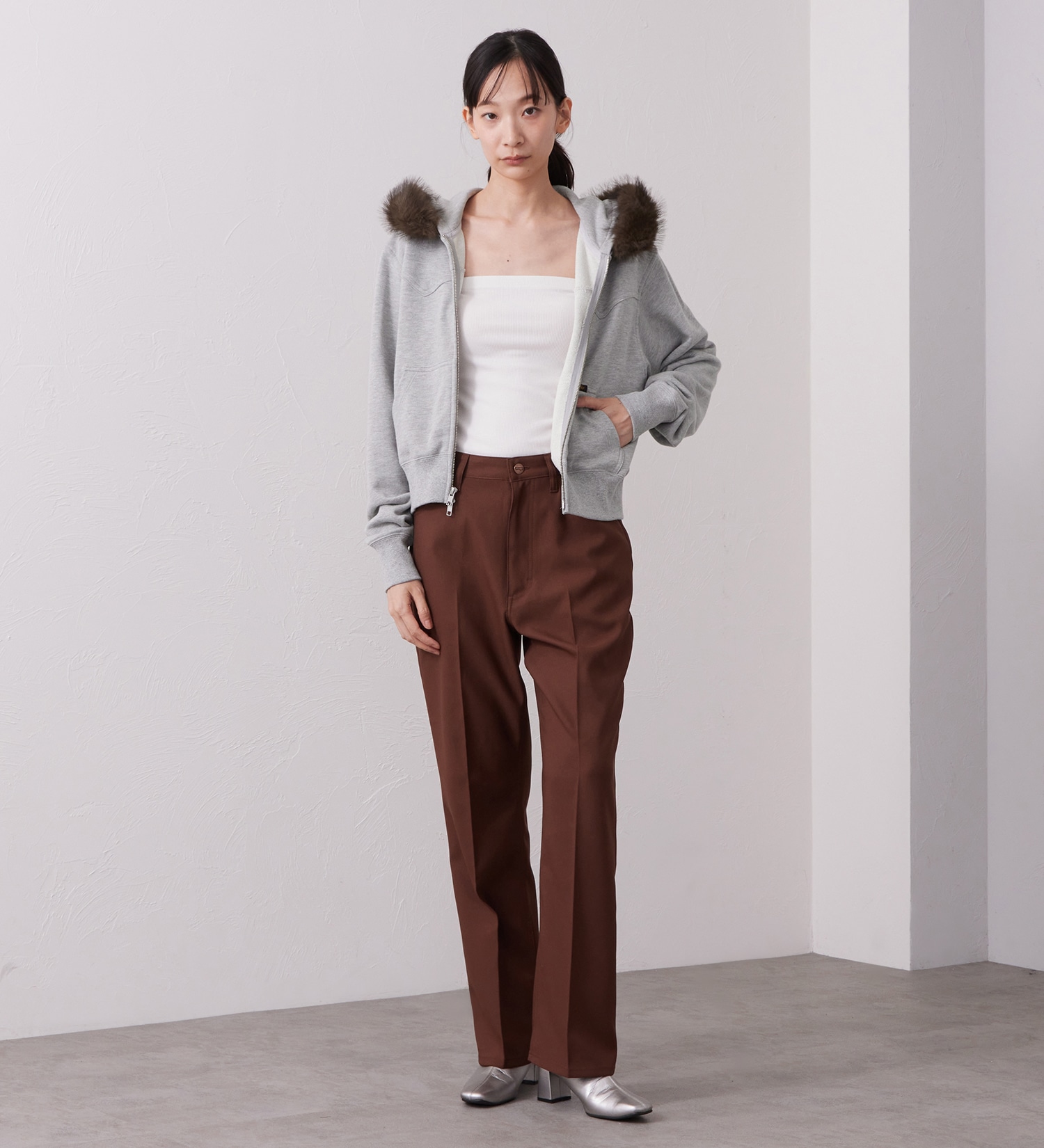 Wrangler(ラングラー)のFUR HOODIE/ファーフーディー|トップス/パーカー/レディース|グレー