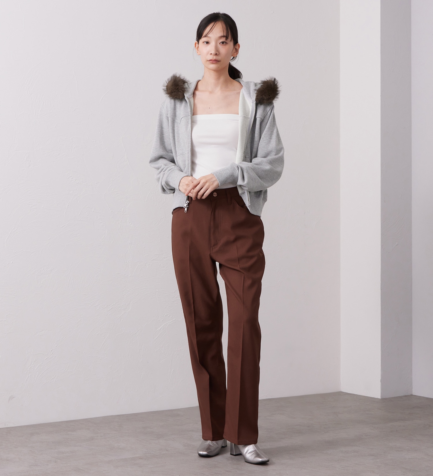 Wrangler(ラングラー)のFUR HOODIE/ファーフーディー|トップス/パーカー/レディース|グレー