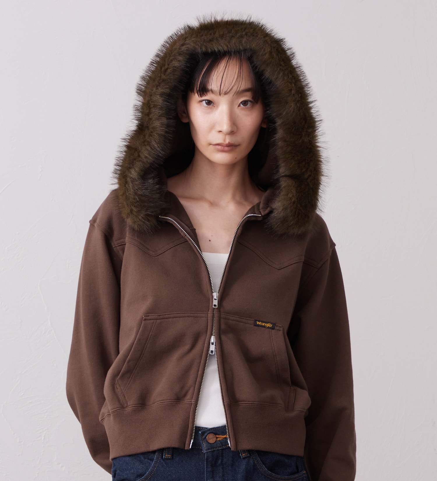 Wrangler(ラングラー)のFUR HOODIE/ファーフーディー|トップス/パーカー/レディース|ブラウン