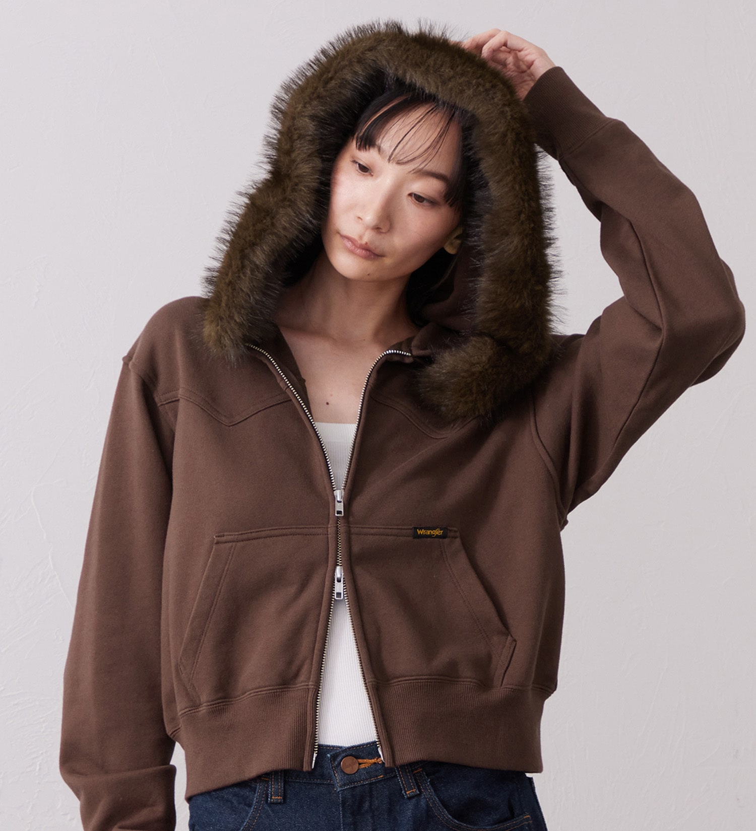 Wrangler(ラングラー)のFUR HOODIE/ファーフーディー|トップス/パーカー/レディース|ブラウン