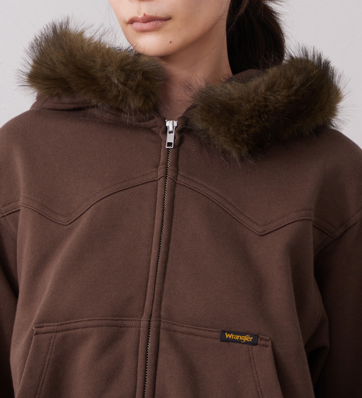 Wrangler(ラングラー)のFUR HOODIE/ファーフーディー|トップス/パーカー/レディース|ブラウン