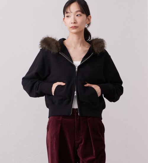 Wrangler(ラングラー)のFUR HOODIE/ファーフーディー|トップス/パーカー/レディース|ブラック