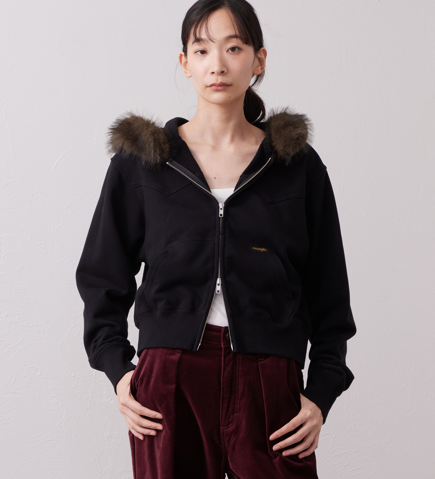 Wrangler(ラングラー)のFUR HOODIE/ファーフーディー|トップス/パーカー/レディース|ブラック