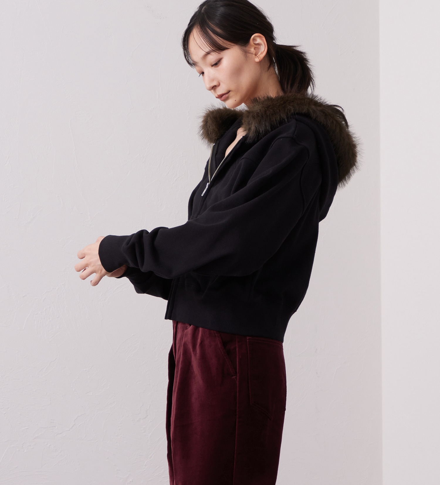 Wrangler(ラングラー)のFUR HOODIE/ファーフーディー|トップス/パーカー/レディース|ブラック