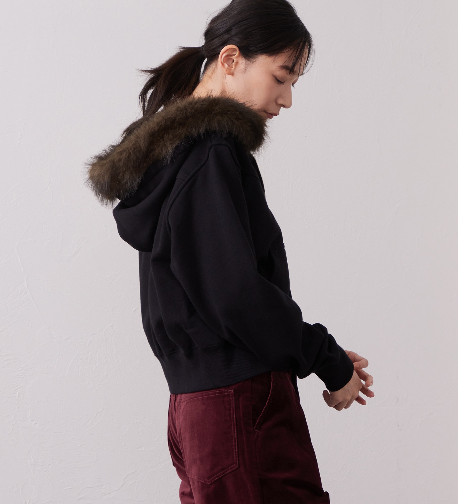 Wrangler(ラングラー)のFUR HOODIE/ファーフーディー|トップス/パーカー/レディース|ブラック
