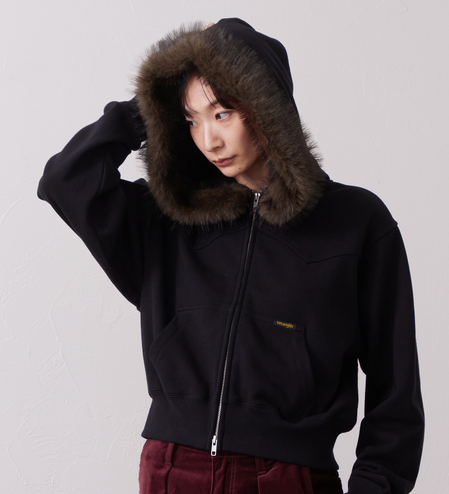 Wrangler(ラングラー)のFUR HOODIE/ファーフーディー|トップス/パーカー/レディース|ブラック