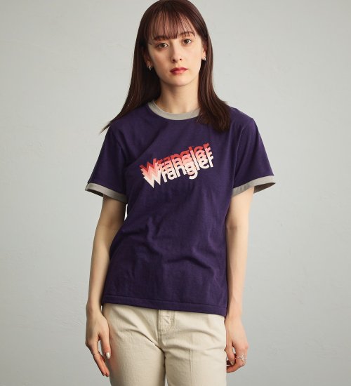 Wrangler(ラングラー)のグラデーションロゴプリント　リンガーTシャツ|トップス/Tシャツ/カットソー/レディース|パープル