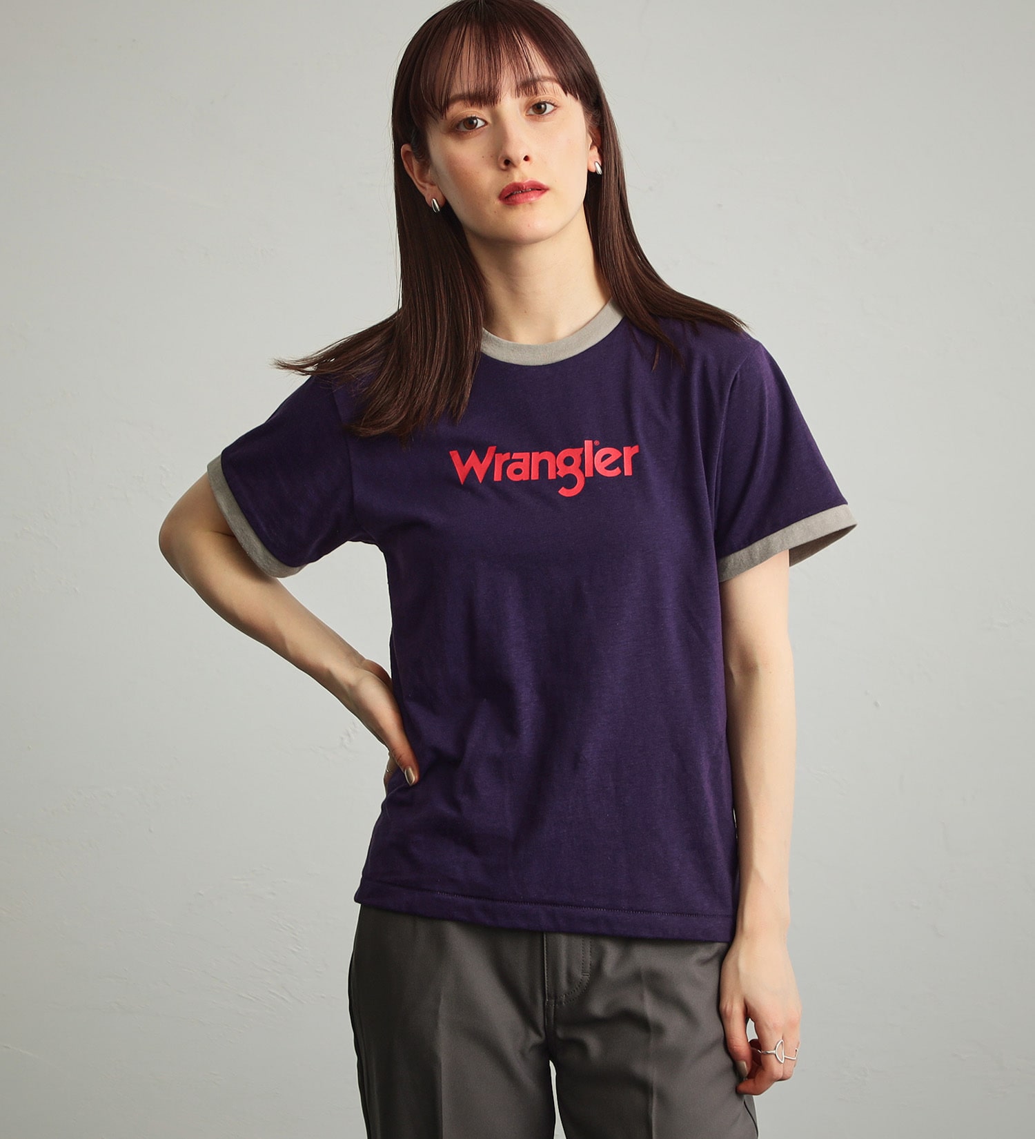 Wrangler(ラングラー)の【サマーセール】ロゴプリント　リンガーTシャツ|トップス/Tシャツ/カットソー/レディース|パープル