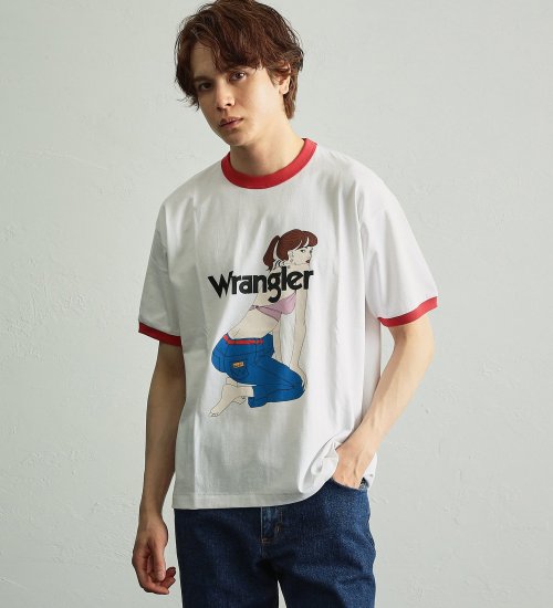 Wrangler(ラングラー)の【売り尽くしSALE】ガールプリント　リンガーTシャツ|トップス/Tシャツ/カットソー/メンズ|ホワイト