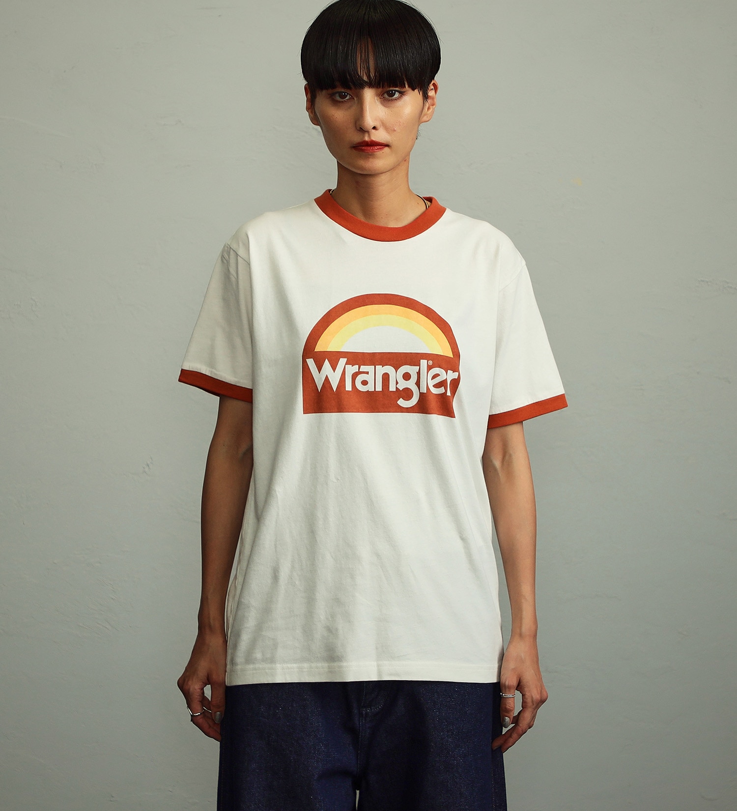 Wrangler(ラングラー)の【ユニセックス】Wranglerロゴ リンガーTシャツ|トップス/Tシャツ/カットソー/メンズ|レッド