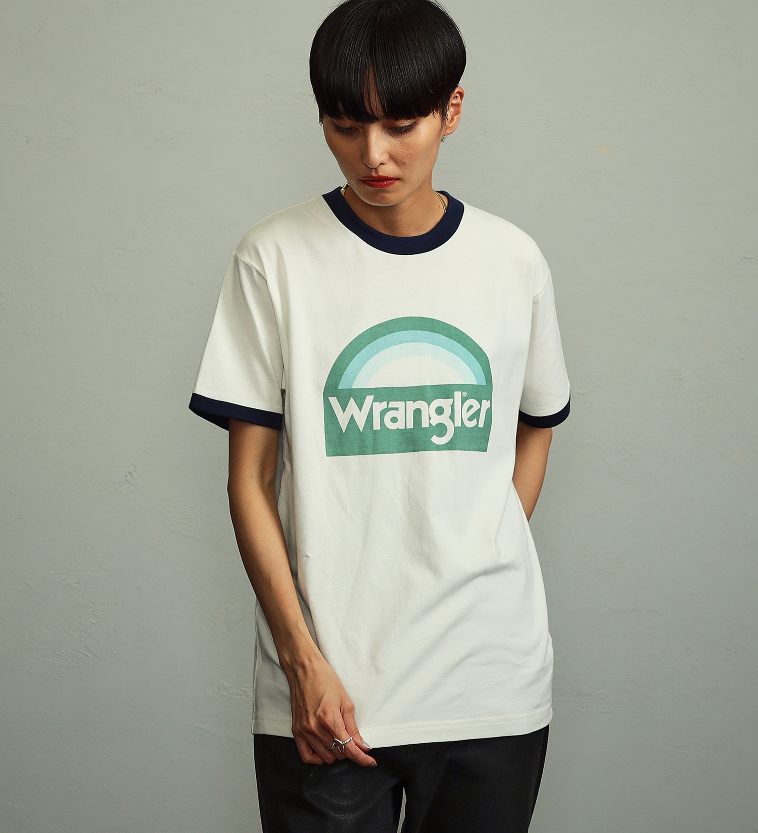 Wrangler(ラングラー)の【ユニセックス】Wranglerロゴ リンガーTシャツ|トップス/Tシャツ/カットソー/メンズ|グリーン