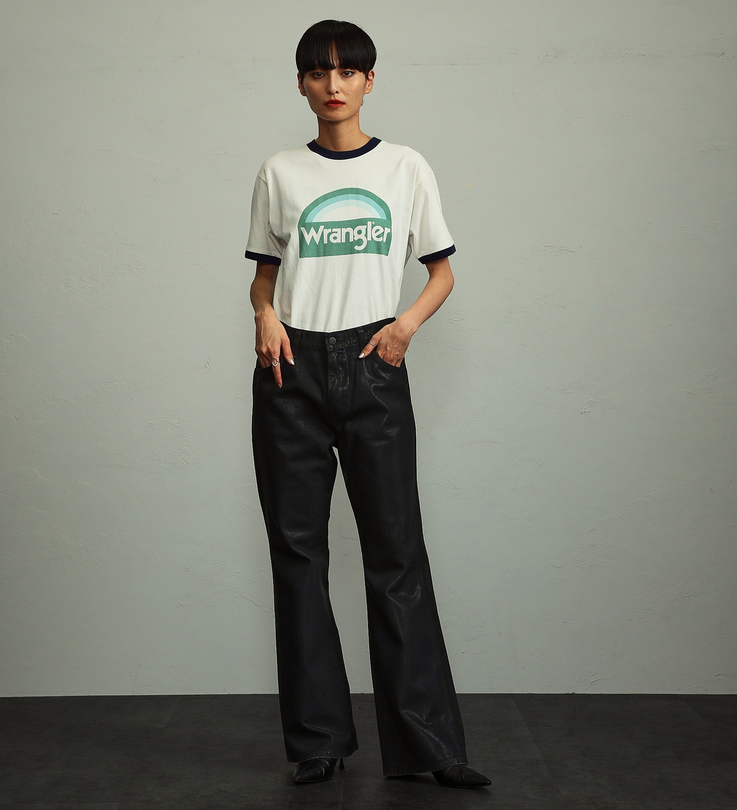 Wrangler(ラングラー)の【ユニセックス】Wranglerロゴ リンガーTシャツ|トップス/Tシャツ/カットソー/メンズ|グリーン