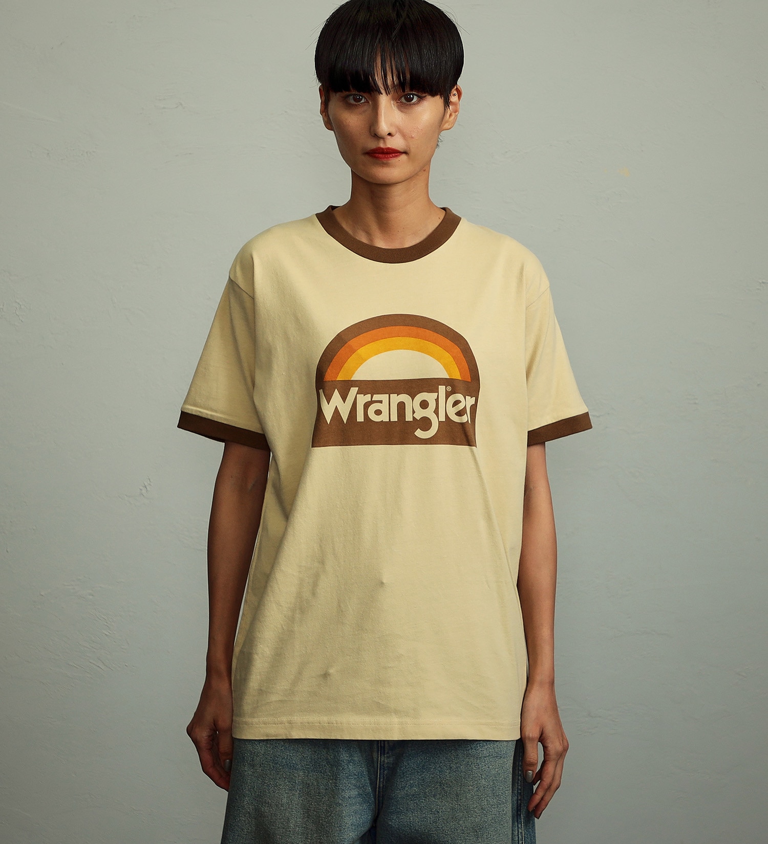 Wrangler(ラングラー)の【ユニセックス】Wranglerロゴ リンガーTシャツ|トップス/Tシャツ/カットソー/メンズ|ブラウン