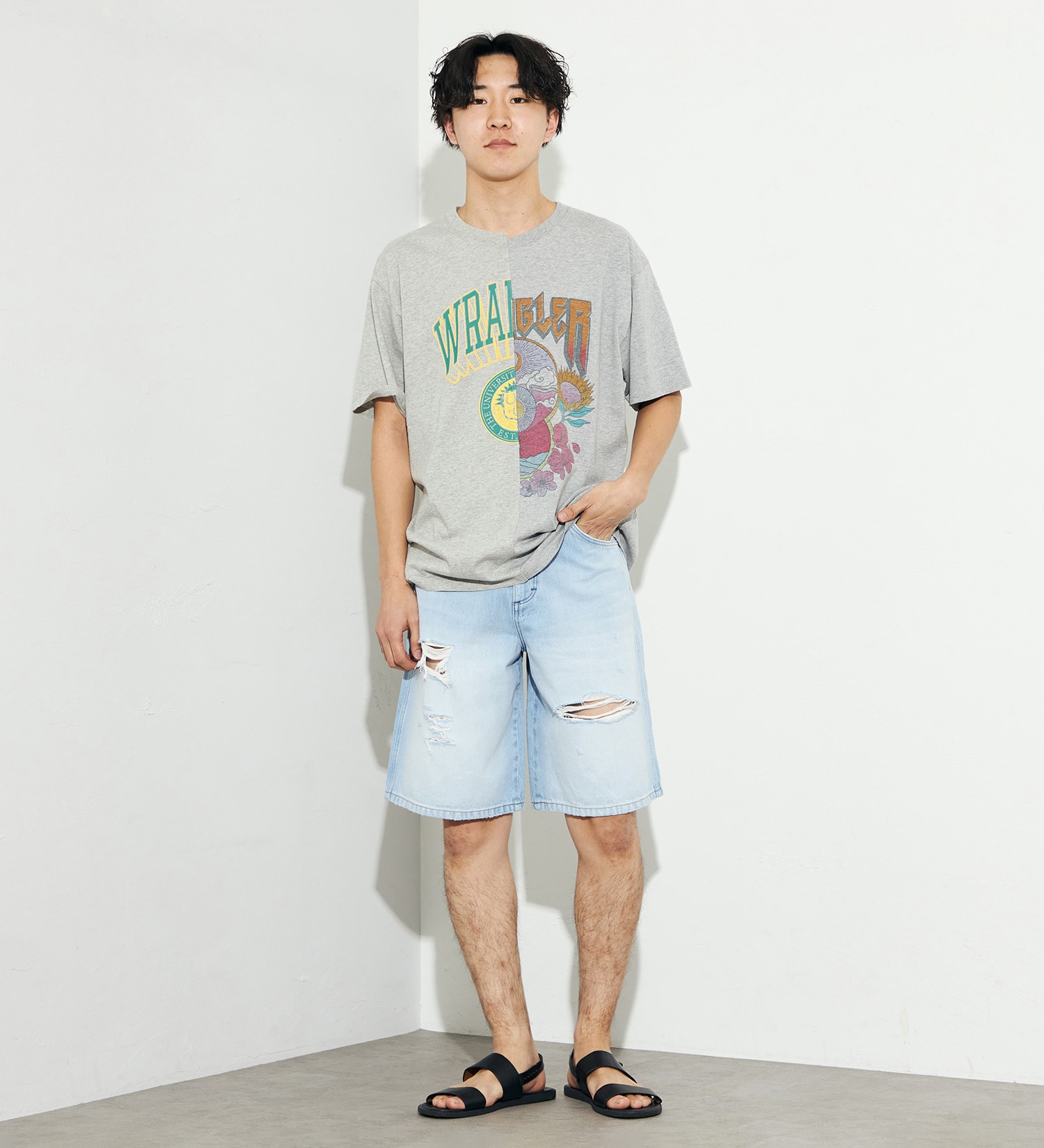 Wrangler(ラングラー)のリメイクTシャツ|トップス/Tシャツ/カットソー/メンズ|グレー