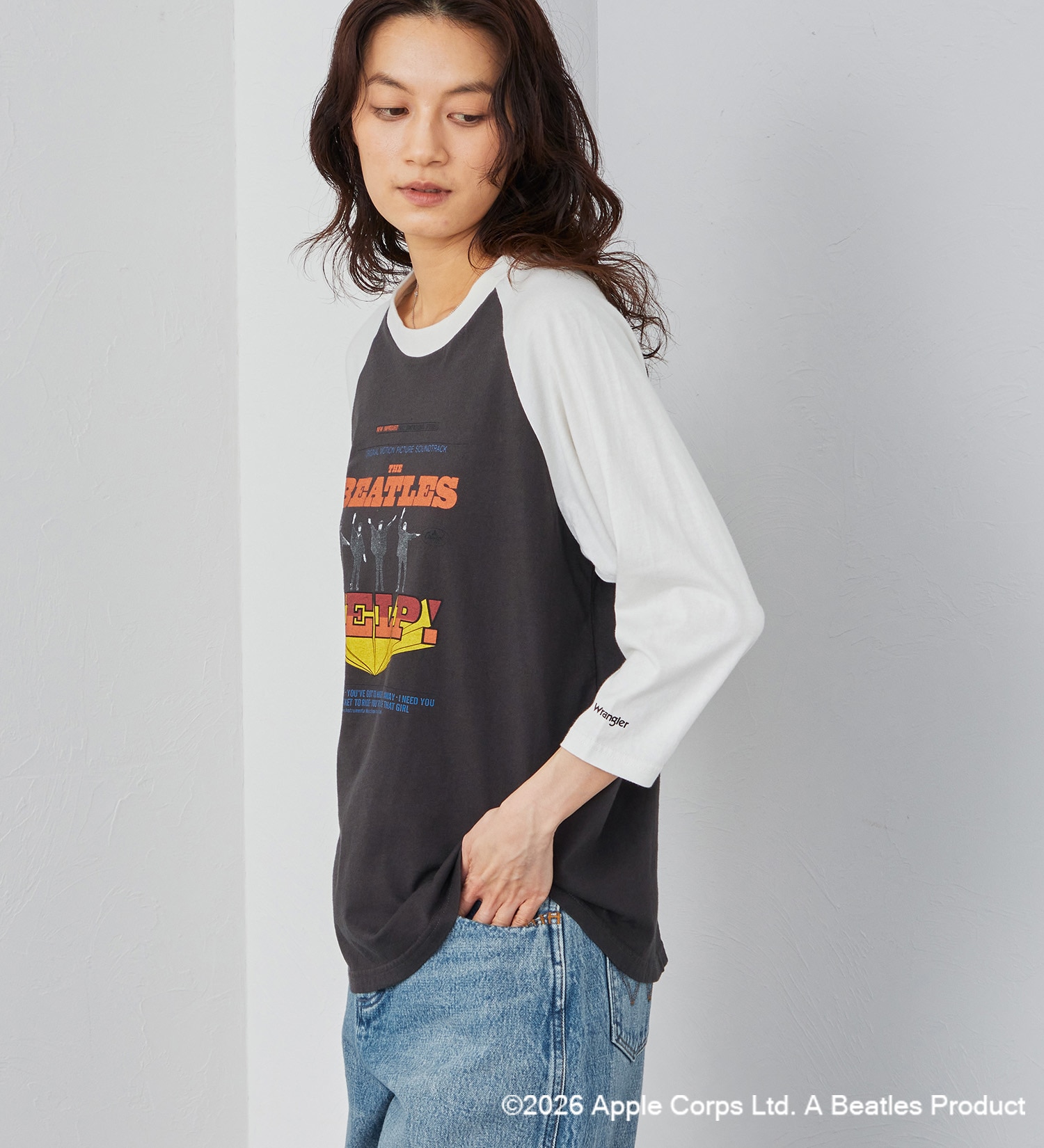 Wrangler(ラングラー)の【ポイントアップ対象】PRINT T-SHIRTS7分袖【BEATLES】|トップス/Tシャツ/カットソー/メンズ|ブラック