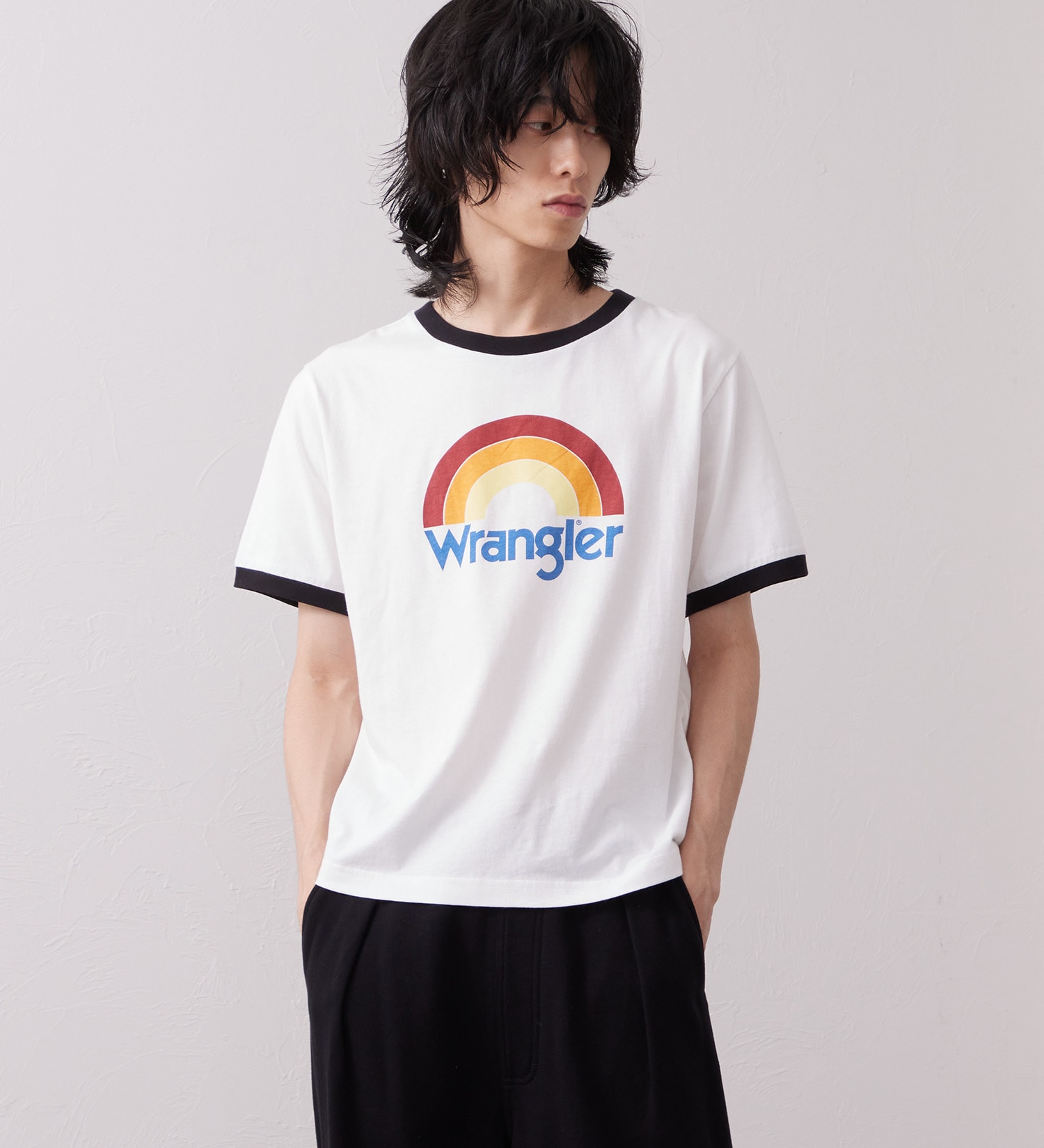 Wrangler(ラングラー)のWRINGER TEE / リンガーTシャツ レインボー|トップス/Tシャツ/カットソー/メンズ|ホワイト