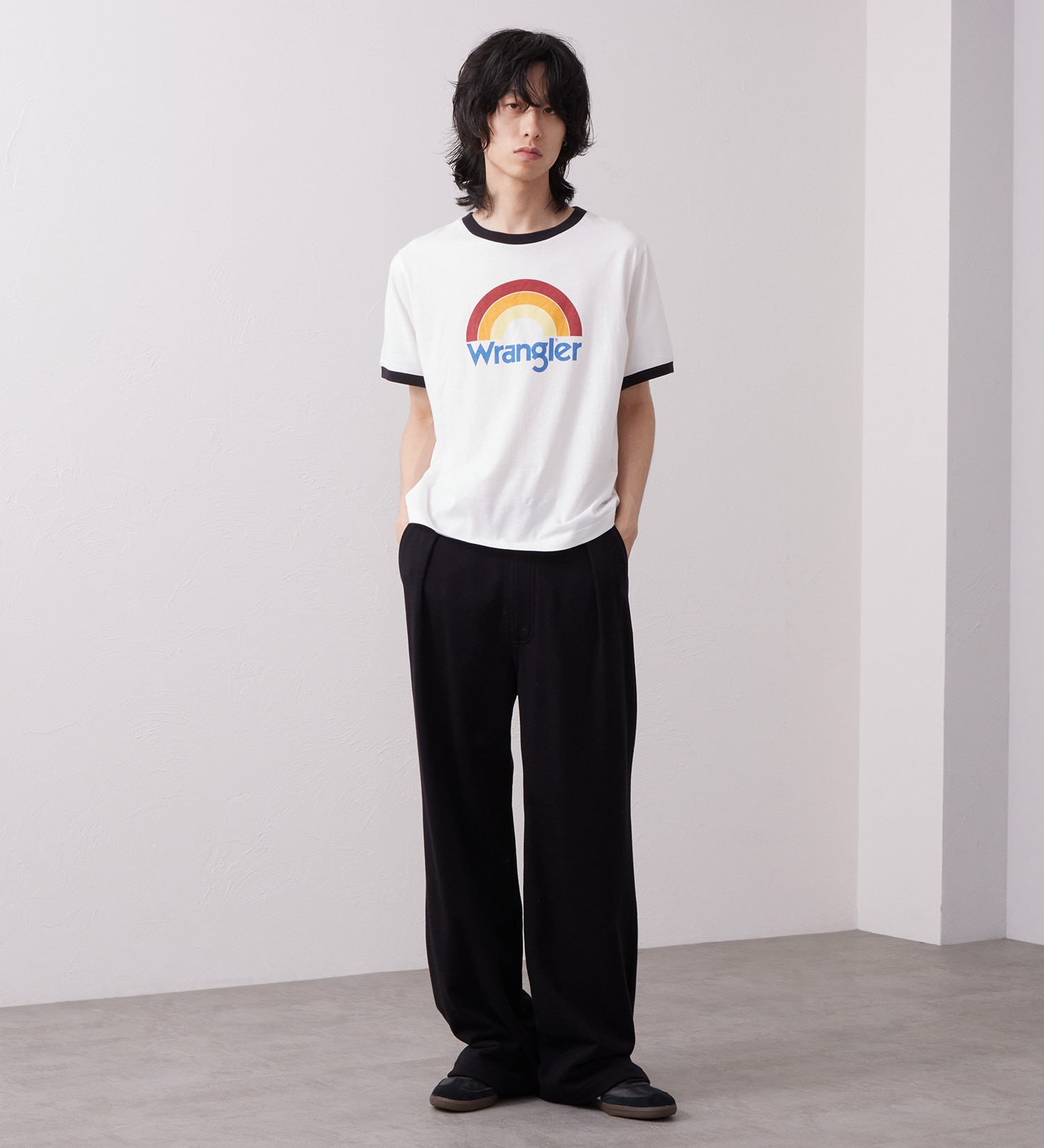 Wrangler(ラングラー)のWRINGER TEE / リンガーTシャツ レインボー|トップス/Tシャツ/カットソー/メンズ|ホワイト