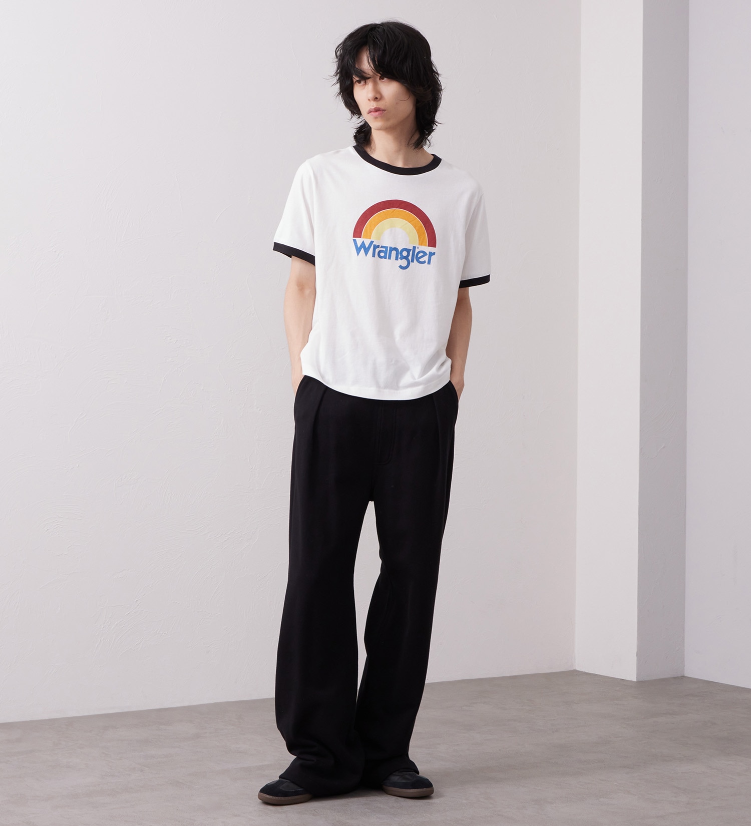 Wrangler(ラングラー)のWRINGER TEE / リンガーTシャツ レインボー|トップス/Tシャツ/カットソー/メンズ|ホワイト