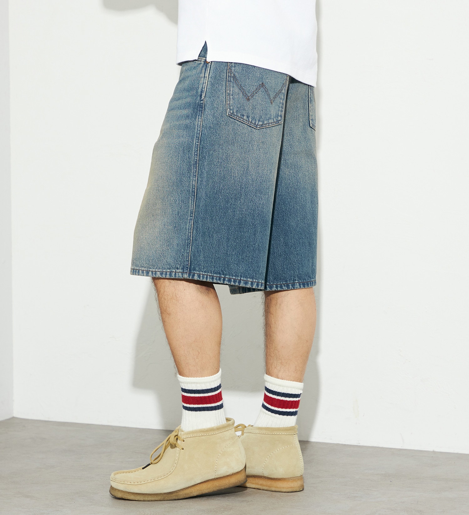 Wrangler(ラングラー)の【men's FUDGE 5月号掲載】ルーズフィットデニムショーツ|パンツ/デニム/ジーンズパンツ/メンズ|中色ブルー