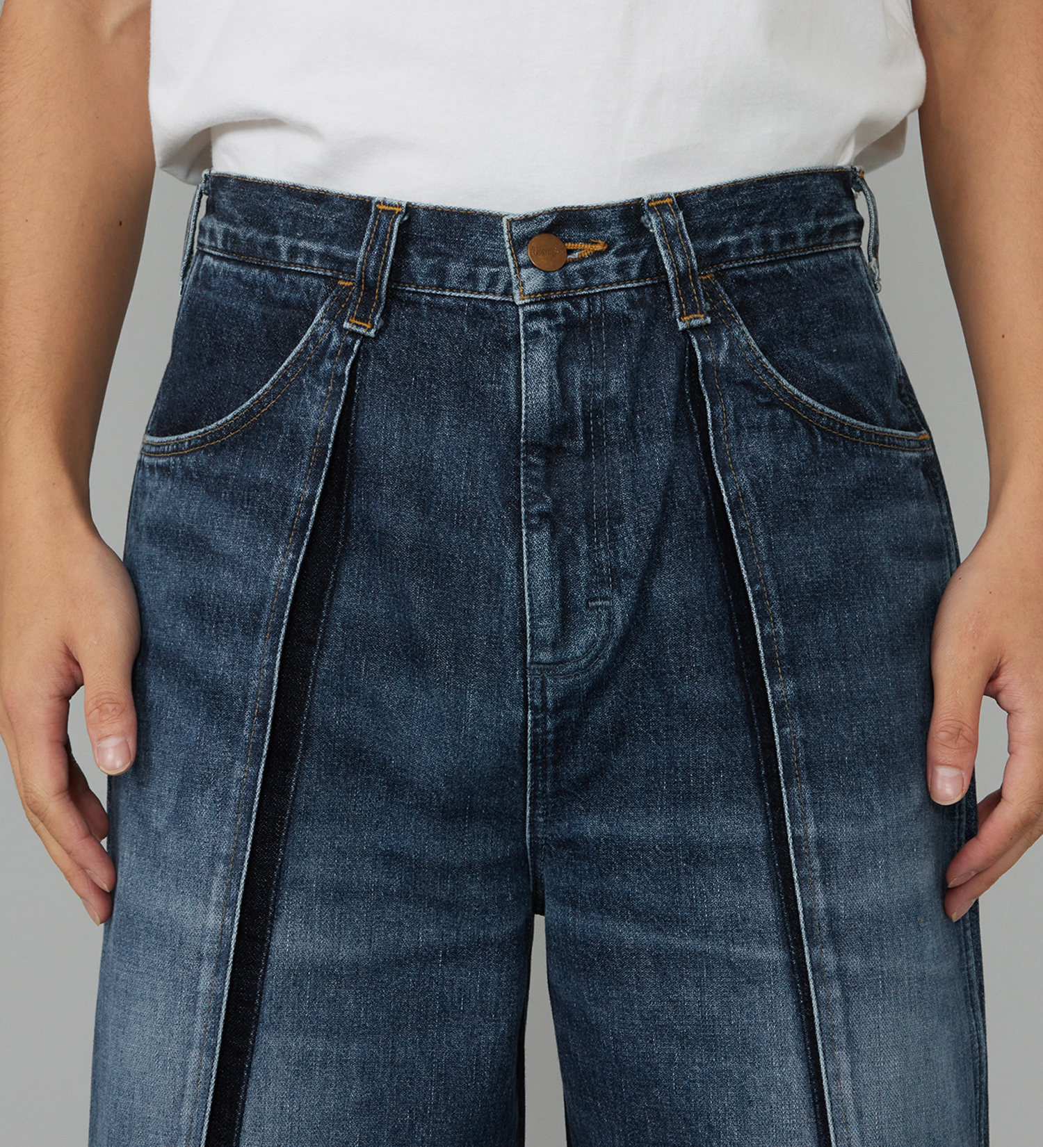 Wrangler(ラングラー)のWREMAKE RAYERD JEAN/リメイクレイヤードジーンズ【セットアップ可】|パンツ/デニム/ジーンズパンツ/メンズ|中色ブルー