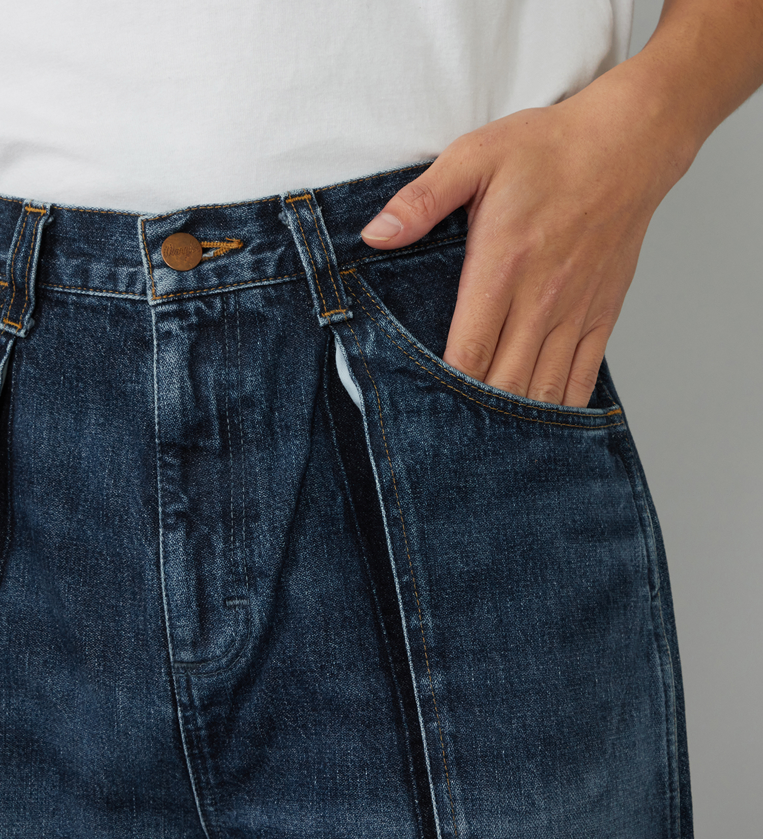 Wrangler(ラングラー)のWREMAKE RAYERD JEAN/リメイクレイヤードジーンズ【セットアップ可】|パンツ/デニム/ジーンズパンツ/メンズ|中色ブルー